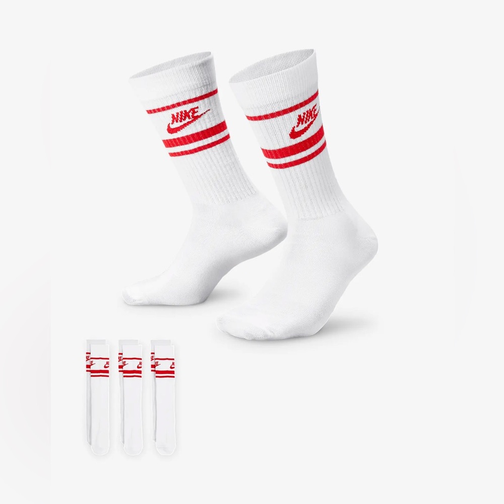 One pair - red and white Nike socks